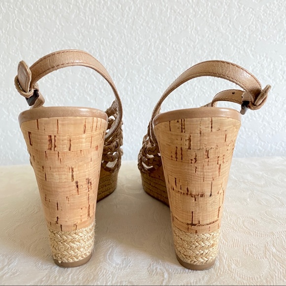Prada beige Braided Leather Cage Wedge platform Espadrille Sandals - Picture 3 of 11